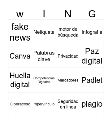Constelacion internet Bingo Card