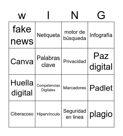 Constelacion internet Bingo Card