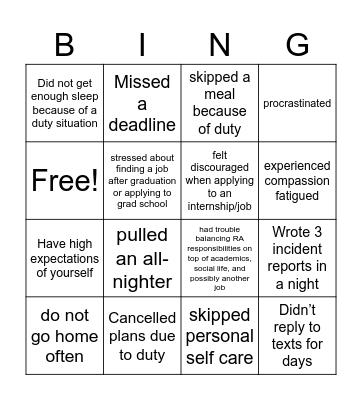 Bunout Bingo Card