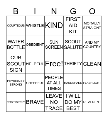 SCOUT BINGO Card