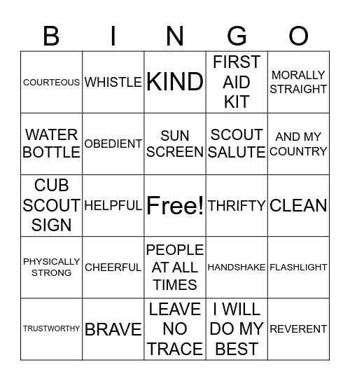 SCOUT BINGO Card