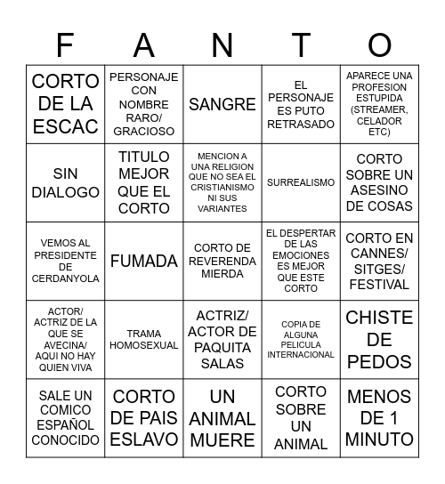 BINGO FANTOSFREAK Bingo Card