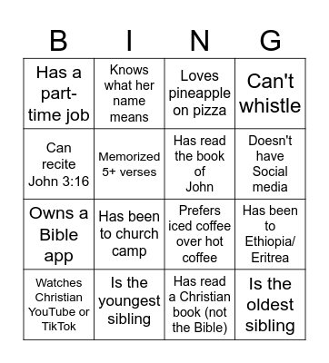 Get to know ME Bingo Card