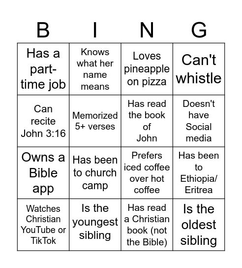 Get to know ME Bingo Card