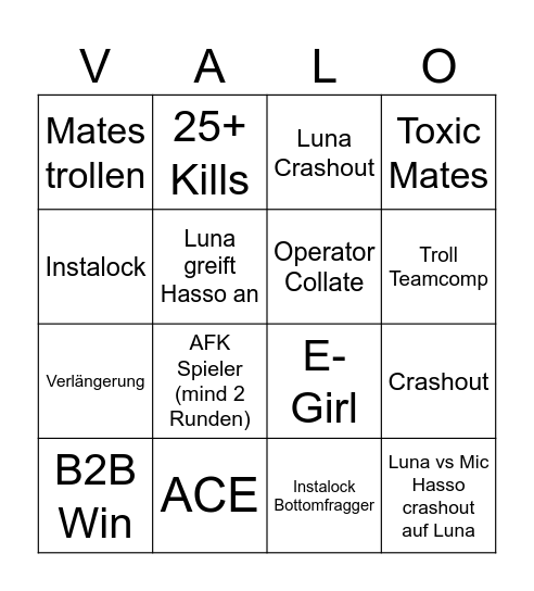 HASSO VALORANT BINGO Card