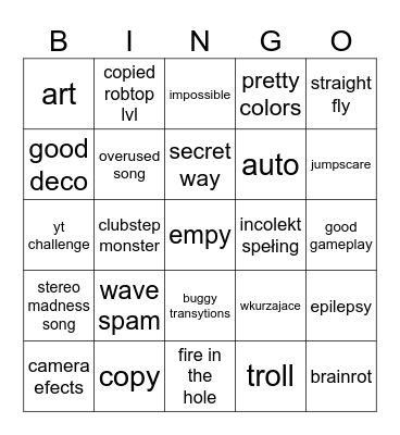 gd Bingo Card
