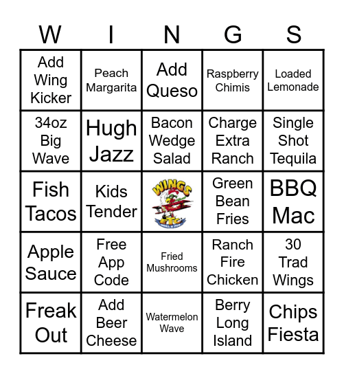 Wings Etc Bingo Card