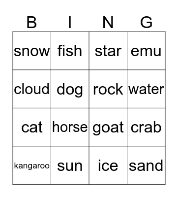 Nature Bingo  Bingo Card