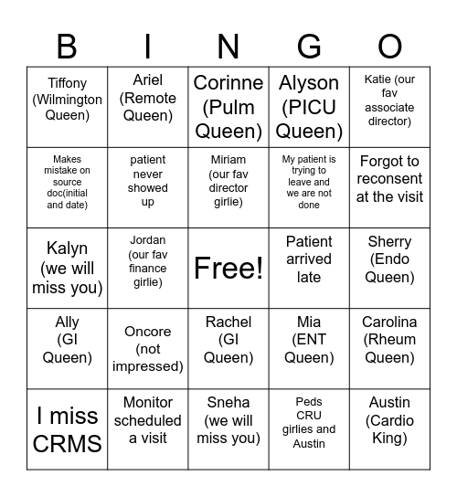 The Life of a Study Coordinator - Bingo Edition Bingo Card