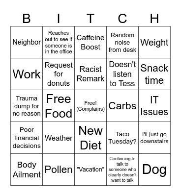 DA TEA TIME Bingo Card