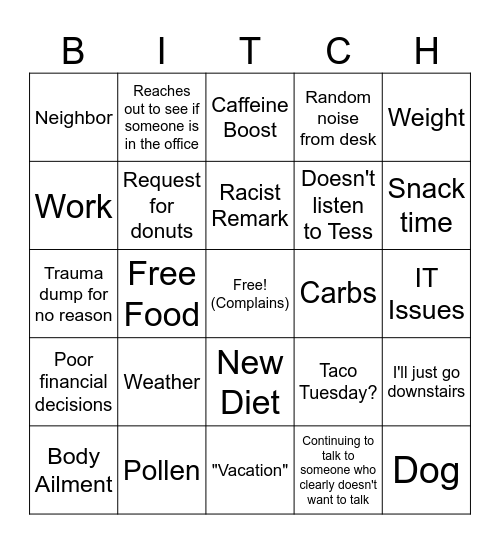 DA TEA TIME Bingo Card