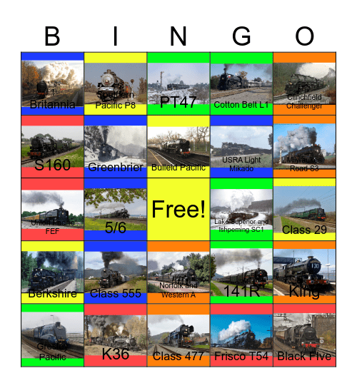 Steamin Thru the Seasons Bingo Card