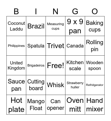 Desserts Around the World Bingo Card