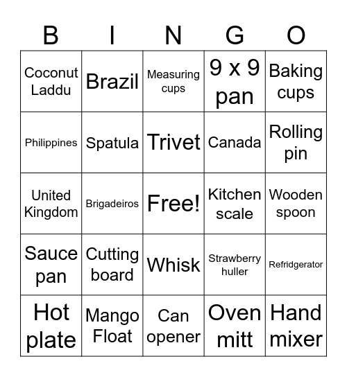 Desserts Around the World Bingo Card