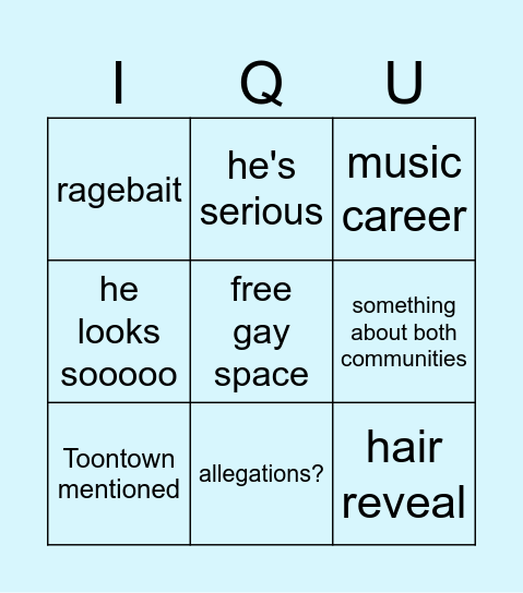 i quit: the bingo Card