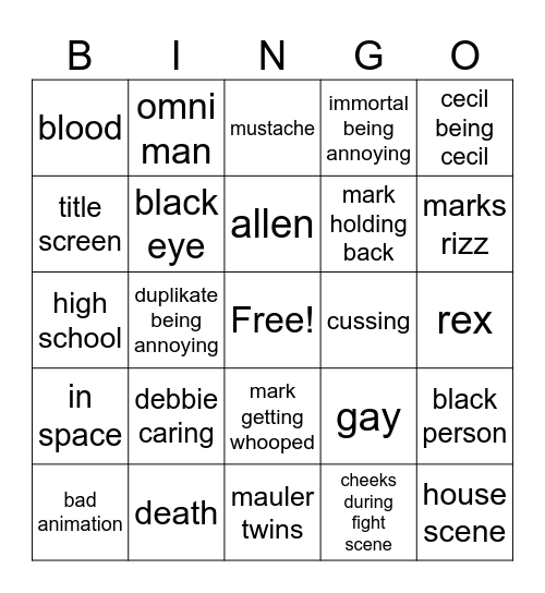 invincible Bingo Card