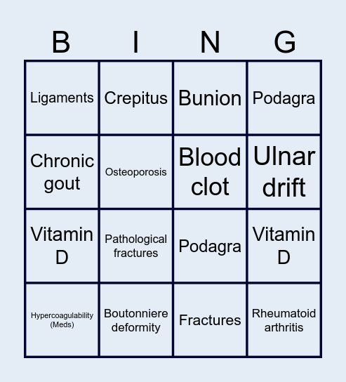 Osteo-Bingo! Bingo Card