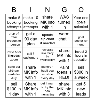 July 7-14 Bingo Card