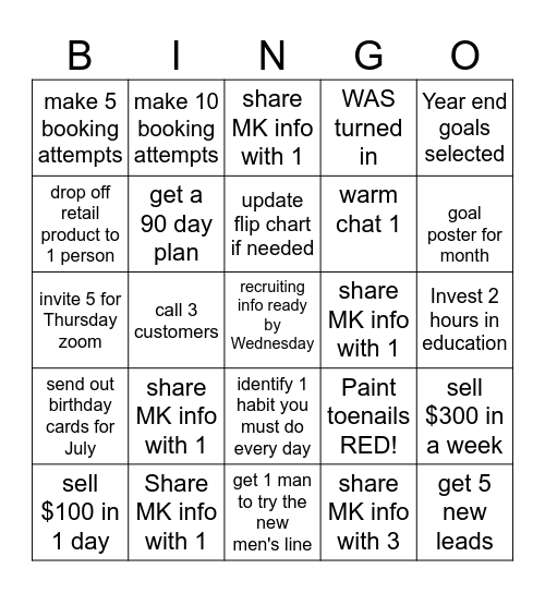 July 7-14 Bingo Card