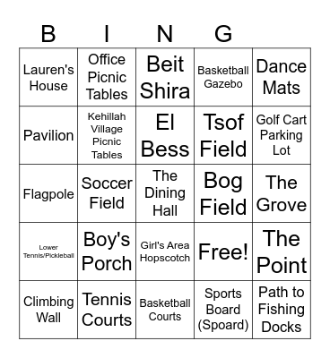 Tevya x Kadima Amazing Race Bingo Card