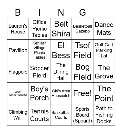 Tevya x Kadima Amazing Race Bingo Card