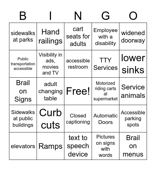 ADA BINGO Card