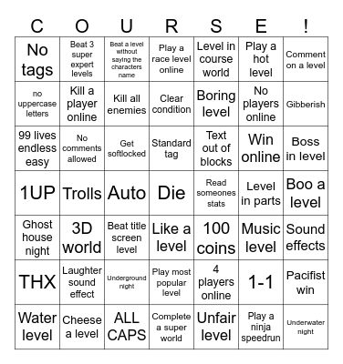 Smm2 bingo Card