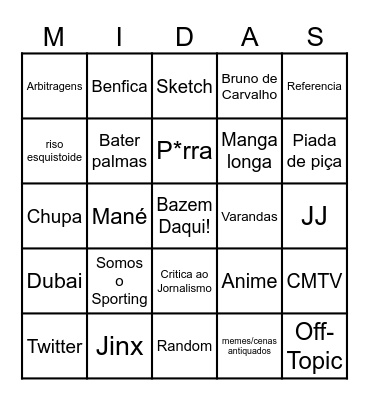 Gonzaal Bingo Card