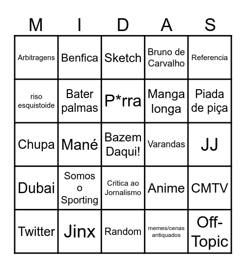 Gonzaal Bingo Card