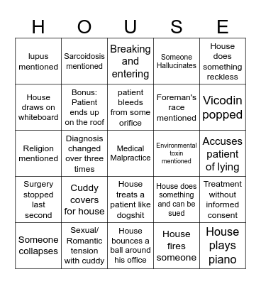 House, M.D Bingo Card