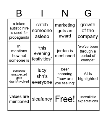 Work Bingo Card