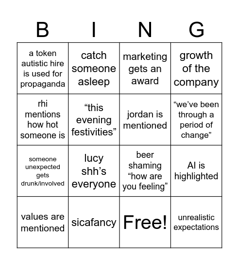 Work Bingo Card
