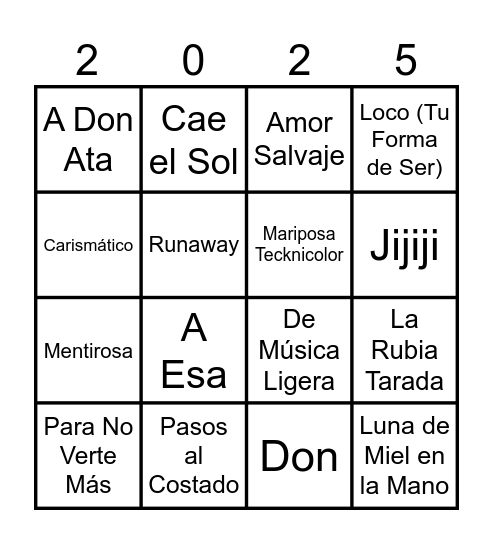 Bingo Musical Argentino 1 Bingo Card