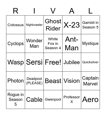MY MARVEL RIVALS PREDICTION Bingo Card