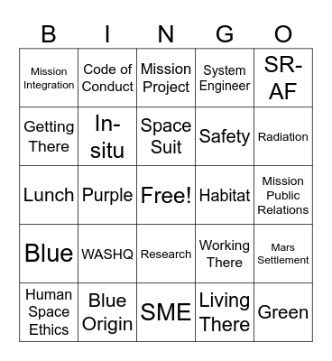 WAS Orientation Bingo Card