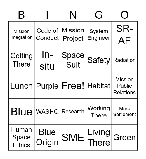 WAS Orientation Bingo Card