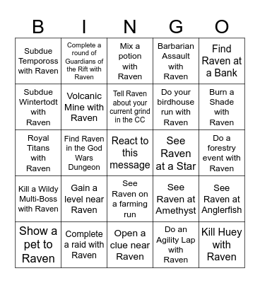 Raven Bingo Card