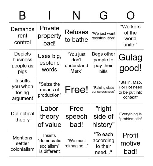 How to Identify a Commie BINGO Card