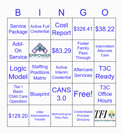 T3C Bingo Card