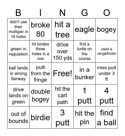 Ladies Golf Invitational Bingo Card