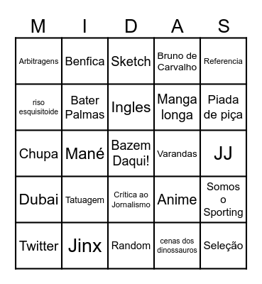 Gonzaal Bingo Card