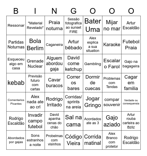 Camping sesimbra 25 Bingo Card
