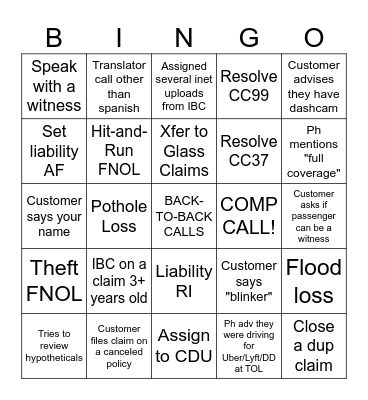 ICS CALL Bingo Card