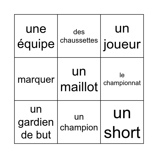 le football Bingo Card