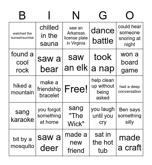 Mountains Bingo!!! Bingo Card
