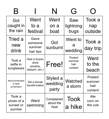 Summer So Far Bingo Card