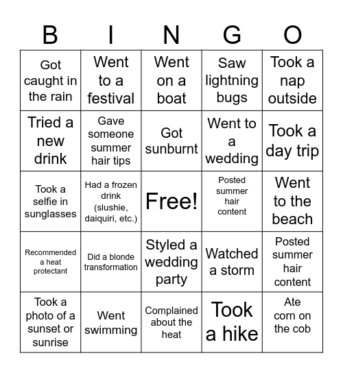 Summer So Far Bingo Card