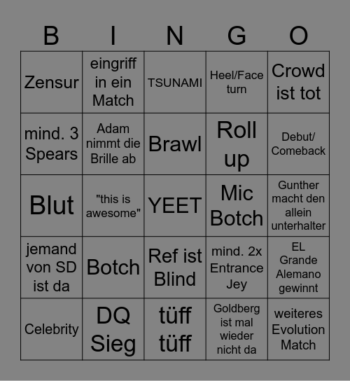 Raw Bingo Card