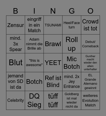 Raw Bingo Card
