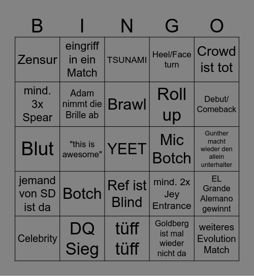 Raw Bingo Card